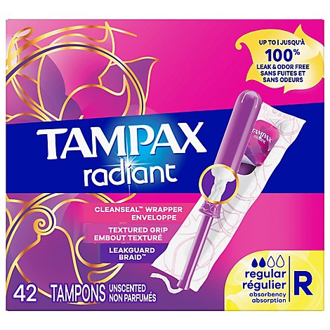 Tampax Radiant Regular Tampons - 42 CT