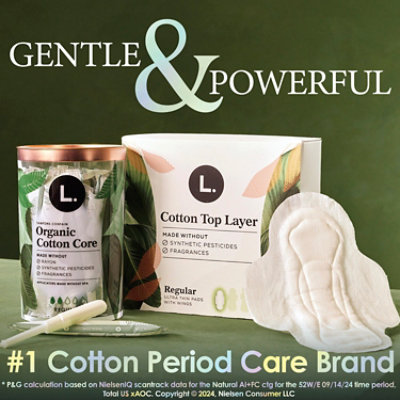 L Organic Cotton Tampons Regular - 42 CT - Image 5