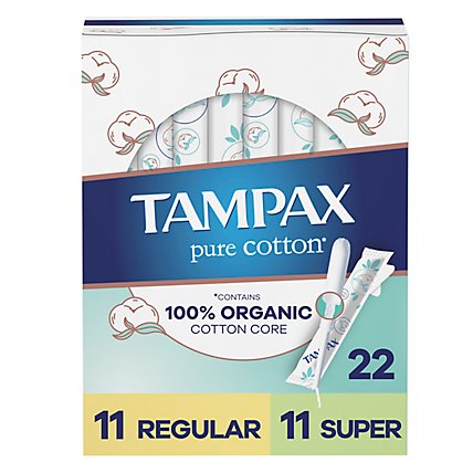 Tampax Pure Cotton Reg/sup Tampons - 22 CT - Image 1