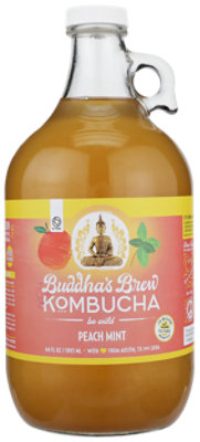 Buddhas Brew Kombucha Peach Mint - 64 FZ - Image 1