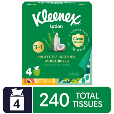 Kleenex Soothing Lotion Facial Tissues 4 Boxes - 60 Count - Image 1