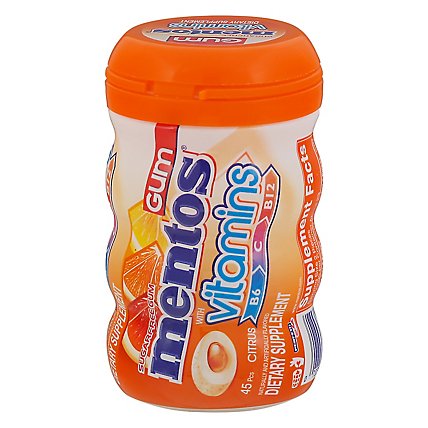 Mentos Sugar Free Chewing Gum With Vitamins B6 C And B12 Citrus Flavored Bottle - 45 CT - Image 2