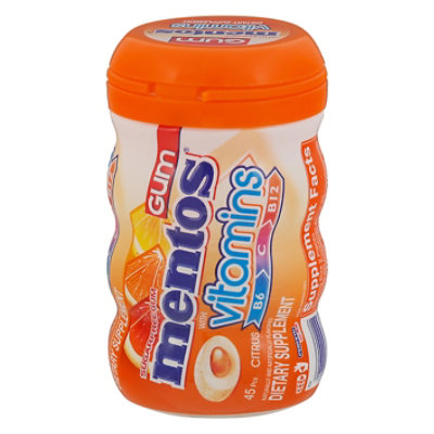 Mentos Sugar Free Chewing Gum With Vitamins B6 C And B12 Citrus Flavored Bottle - 45 CT - Image 2