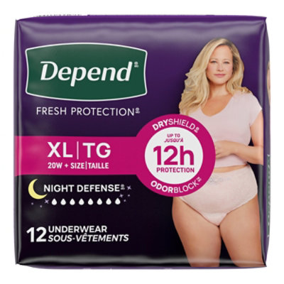 Depend Night Defense Adult Extra-Large Blush Absorbency Incontinence Underwear - 12 Count - Image 8