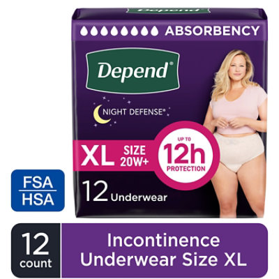 Depend Night Defense Adult Extra-Large Blush Absorbency Incontinence Underwear - 12 Count - Image 1
