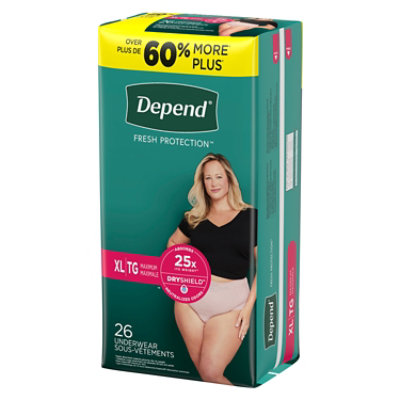 Depend Fresh ProteCountion Adult Extra-Large Blush Absorbency Incontinence Underwear - 26 Count - Image 8