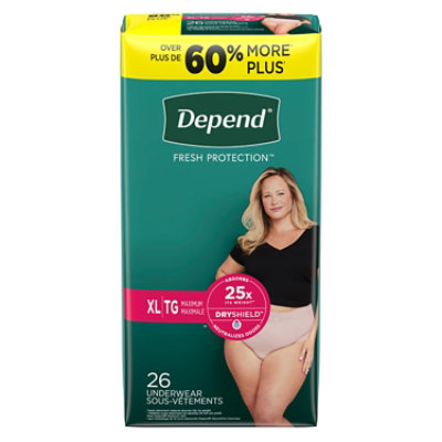 Depend Fresh ProteCountion Adult Extra-Large Blush Absorbency Incontinence Underwear - 26 Count - Image 7