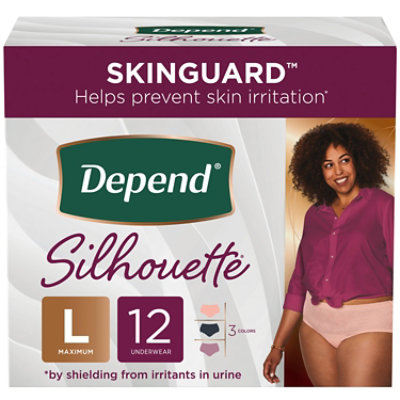 Depend Silhouette Adult Large 3 Colors Maximum Absorbency Incontinence  Underwear - 12 Count - Jewel-Osco