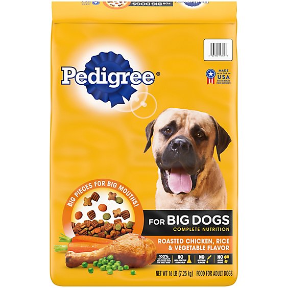 Pedigree For Big Dogs Roasted Chicken Rice & Vegetable Adult Large Breed Dry Dog Food - 16 Lbs