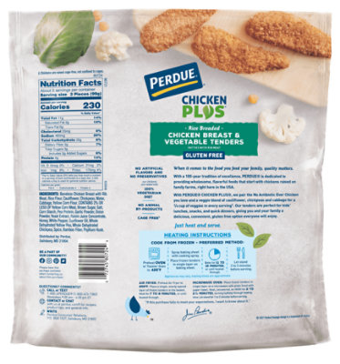 PERDUE CHICKEN PLUS Chicken Breast & Vegetable Tenders Plant Based Gluten Free In Bag - 18 Oz - Image 5