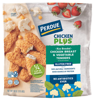 PERDUE CHICKEN PLUS Chicken Breast & Vegetable Tenders Plant Based Gluten Free In Bag - 18 Oz - Image 2