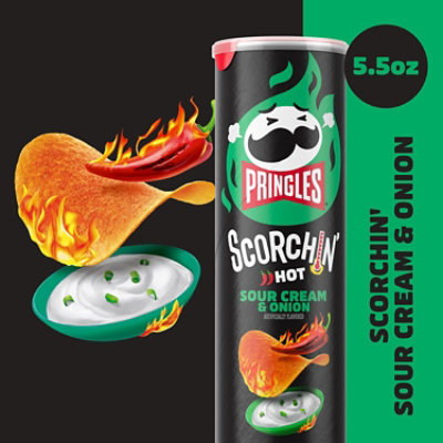 Pringles Scorchin Potato Crisps Chips Sour Cream and Onion Spicy Snacks - 5.5 Oz - Image 3