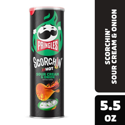 Pringles Scorchin Potato Crisps Chips Sour Cream and Onion Spicy Snacks - 5.5 Oz - Image 1