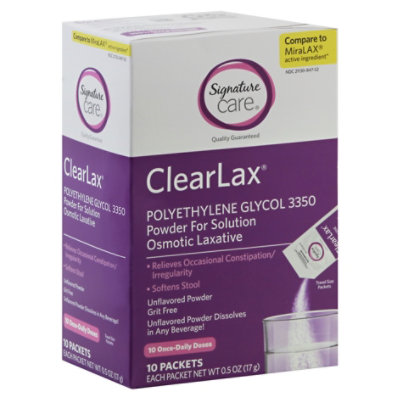 Signature Care Laxative Powder Clearlax Singles - 10 CT