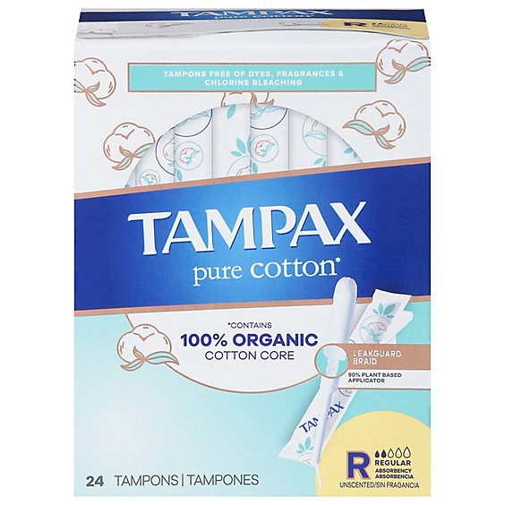 Tampax Pure Cotton Regular Tampons - 24 CT