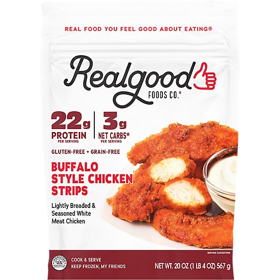 Real Good Food Chicken Tender Strips Buffalo - 20 OZ
