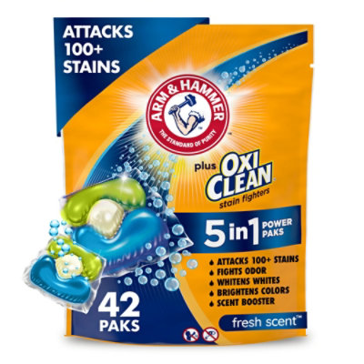 ARM & HAMMER Plus OxiClean 5 In 1 Laundry Detergent Power Paks - 42 Count - Image 1
