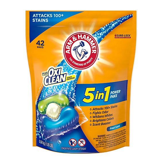ARM & HAMMER Plus OxiClean 5 In 1 Laundry Detergent Power Paks - 42 Count