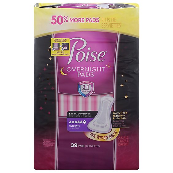 Poise Pad Overnight Extra Coverage - 39 CT