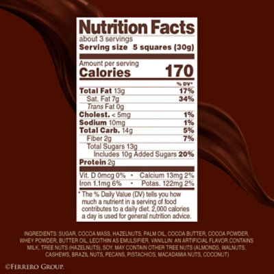Ferrero Rocher Premium Chocolate Bar Dark Chocolate Hazelnut - ​3.1 Oz - Image 3