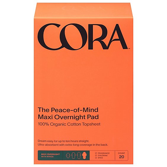 Cora Organic Ovrnt Maxi Pads - 20 CT