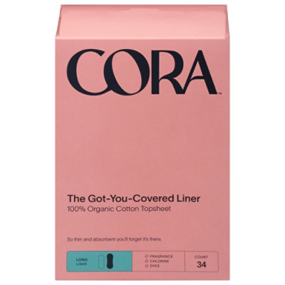 Cora Period Liners, 100% Organic Cotton Topsheet, Ultra Thin Quick  Absorbency, Hypoallergenic, Dermatologically Tested