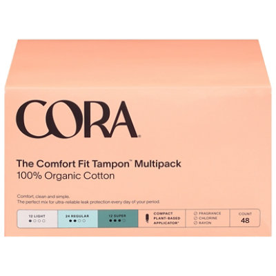 Cora Organic Tampon Lgt/reg/spr - 48 CT - Image 3