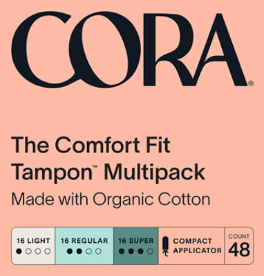 Cora Organic Tampon Lgt/reg/spr - 48 CT