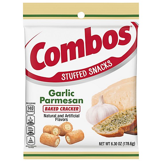 Combos Stuffed Snacks Parmesan Garlic Baked Crackers - 6.3 OZ