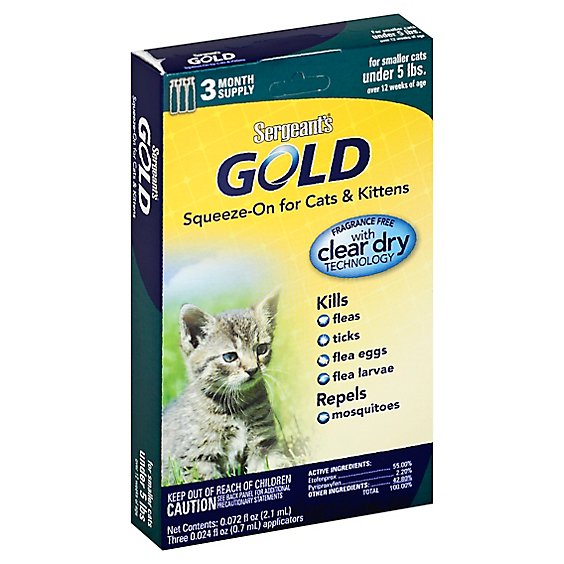 Sergeants Gold Squeeze-on For Cats And Kittens - 3 CT