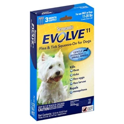 Sgts Evolve 11 20lbs Flea & Tick Dog Squeeze On - 3 CT