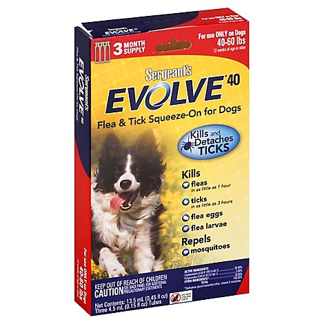Sgts Evolve 40 60lbs Flea & Tick Dog Squeeze On - 3 CT