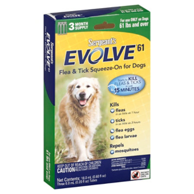 Sgts Evolve Over 60lbs Flea & Tick Dog Squeeze On - 3 CT