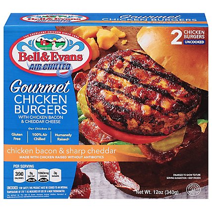 B&e Bacon Cheddar Chicken Burgers Frozen - 12 OZ - Image 1