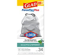 Glad Forceflexplus With Clorox Tall Kitchen Eucalyptus Peppermint Trash Bags 13 Gallon - 34 Count