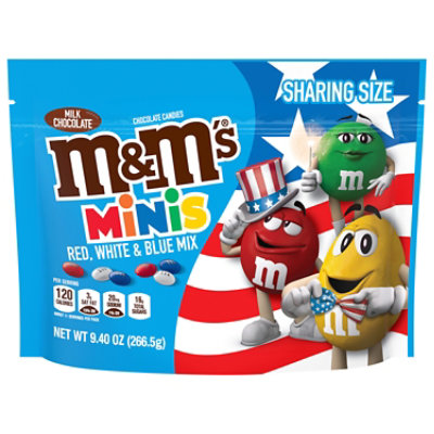 M&M'S Milk Chocolate Red, White & Blue Minis Candy - 9.4 OZ - Andronico's