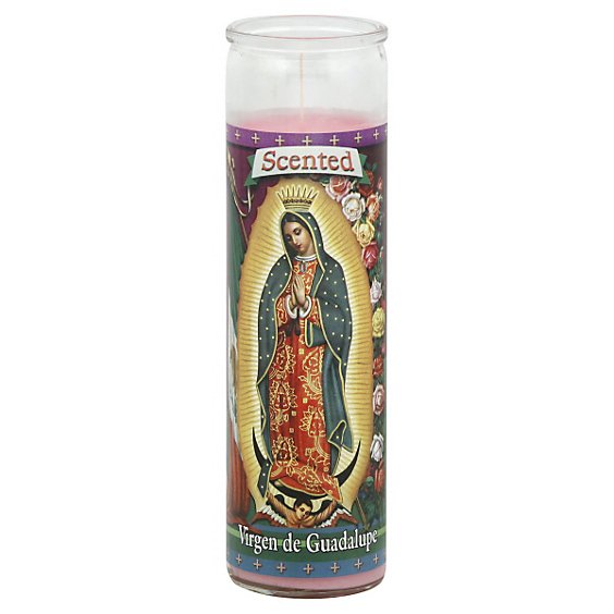 St Jude Candle Virgen De Guadalupe Scented Pink Wax - EA