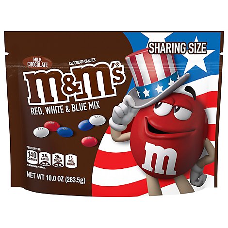 M&M's Milk Chocolate Red, White & Blue Candy - 10 Oz