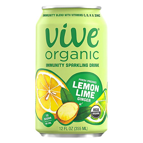 Vive Organic Immunity Drink Lemon Lime Ginger - 12 OZ