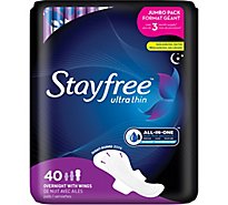 Stayfree Ultra Thin Ovnt W/wings Pads - 40 CT