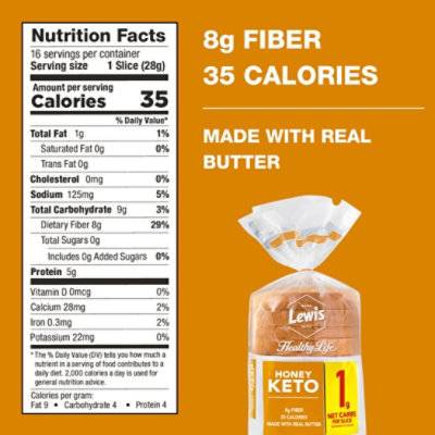 Lewis Bake Shop Healthy Life Honey Keto Bread - 16 OZ - Image 5