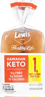 Lewis Bake Shop Healthy Life Hawaiian Keto Hot Dog Bun - 8 OZ - Image 1