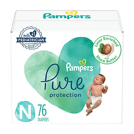Pampers Pure Protection Newborn Diapers Super Pack - 76 Count