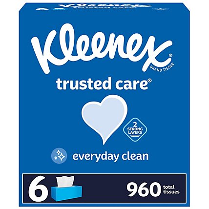 Kleenex Trusted Care Flat Facial Tissue - 6-160 Count - Image 1