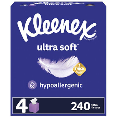 Kleenex Ultra Soft Facial Tissues 60 Tissues Per Box - 4 Count