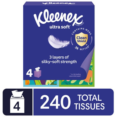 Kleenex Ultra Soft Facial Tissues 60 Tissues Per Box - 4 Count - Image 1