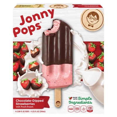 Johnny's - chocolate JonnyPops Chocolate Dipped Strawberries Pops - 4-2.06 Fl. Oz