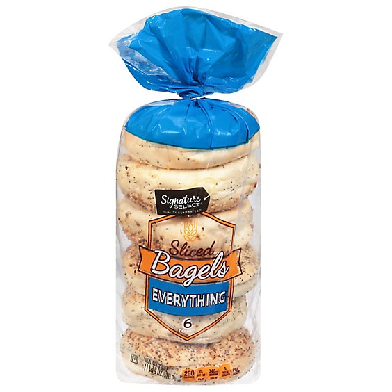 Signature Select Bagels Everything Sliced - 20 OZ