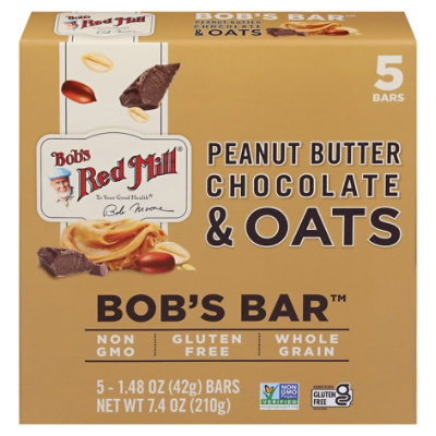 Bobs Red Mill Bobs Bar Peanut Butter Chocolate & Oats - 5-1.48 Oz - Image 2