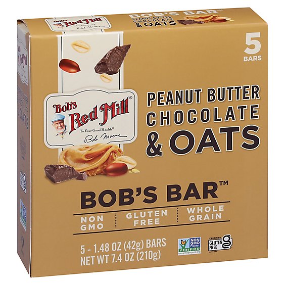 Bobs Red Mill Bobs Bar Peanut Butter Chocolate & Oats - 5-1.48 Oz